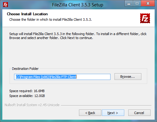 FileZilla installer: Install target